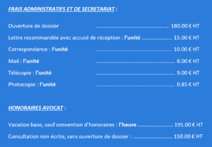 Honoraires Cabinet Wacquet 2025